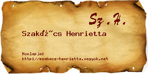 Szakács Henrietta névjegykártya